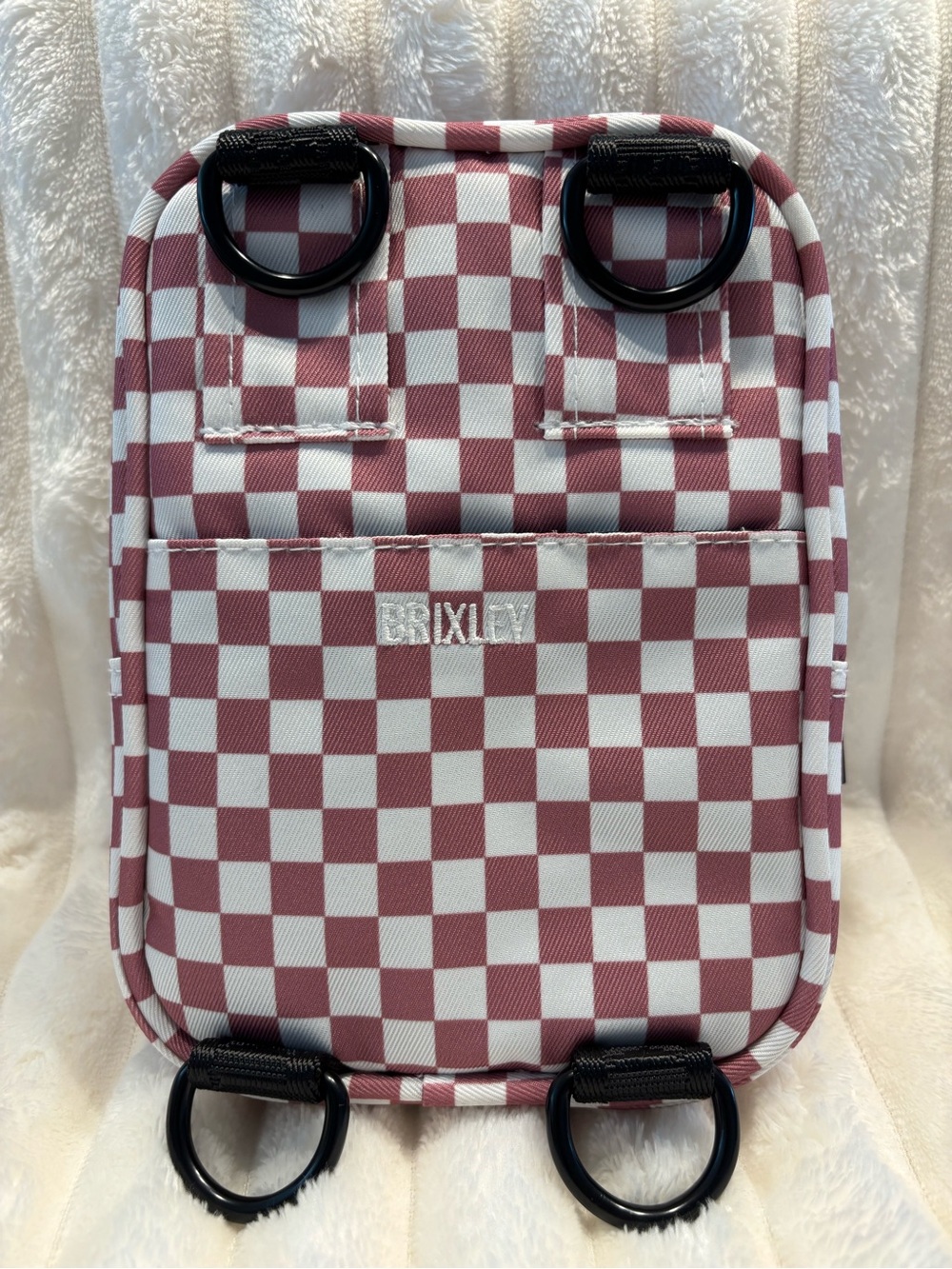 Brixley - Pink Checkmate Women’s Crossbody Bag - Pink & White - Picture 4 of 4